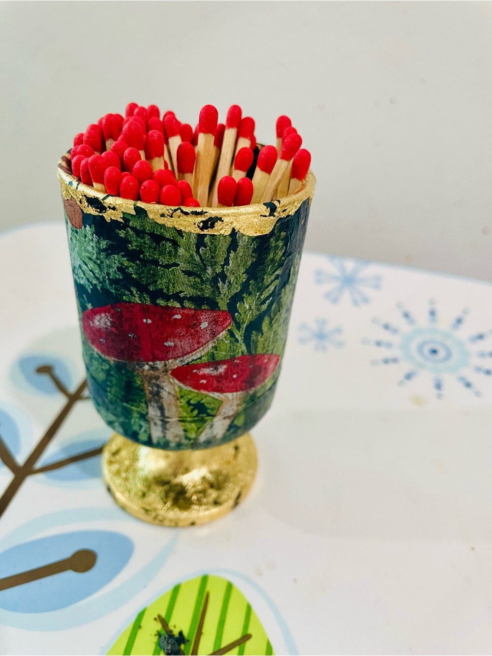 upcycled glass Mushroom Matchstick Holder - Picture 3 of 3